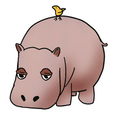 vintages cartoon style hippopotamus