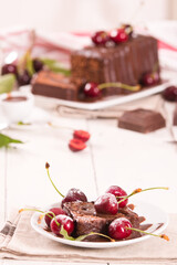 Chocolate pound cake with cherries.
