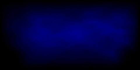 Blue smoke on night dark background, mist fog in sky, abstract fantasy haze atmosphere