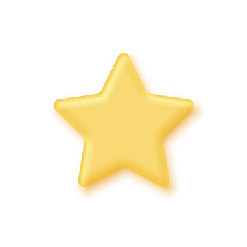 3d gold rating star, realistic golden glossy badge of positive customer feedback