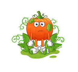 pumpkin waiting too long mascot. cartoon vector