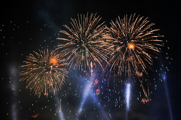 professional fireworks. night photography. details.