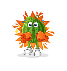 watermelon boxer character. cartoon mascot vector