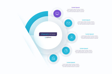 Five option circle infographic design template. Vector illustration