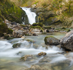 Fototapeta premium Ixkier Natural Waterfall, Sierra de Aralar, Navarra, Spain