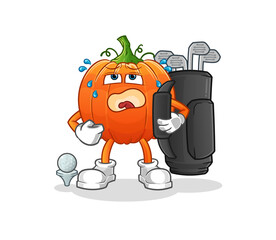 pumpkin with golf equipment. cartoon mascot vector