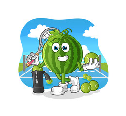 watermelon plays tennis illustration. character vector