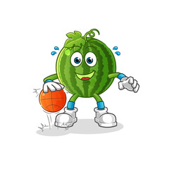 watermelon dribble basketball character. cartoon mascot vector
