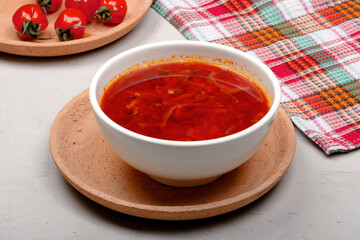 Traditional Ukrainian soup called borsch