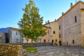 A small square of Campodimele, a medieval town of Lazio region, Italy.