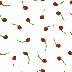 Seamless endless pattern with wheatgrass in cartoon hand drawn style on white background for textile, web design, packaging