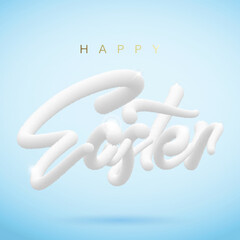 3D typography. Hairy text made of fur. Fluffy plush word Easter - 482141147