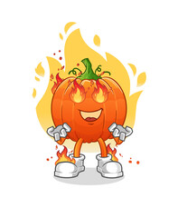 pumpkin on fire mascot. cartoon vector