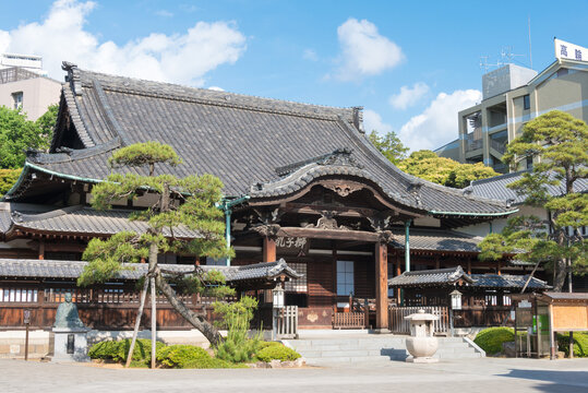 Tokyo, Japan - Mar 18 2019 - Sengaku-ji Temple in Tokyo, Japan. The temple became famous through the Ako incident of the forty-seven Ronin in the 18th century.