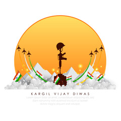 illustration of abstract concept for Kargil Vijay Diwas, banner or poster.Vector illustration