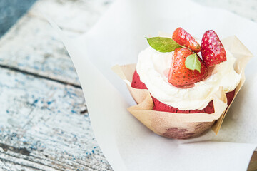 cheesecake Cream cheese  with  strawberry  topping