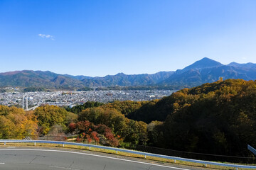 埼玉県秩父市 秋の秩父の街並み 秩父ミューズパーク展望台（旅立ちの丘）からの眺め