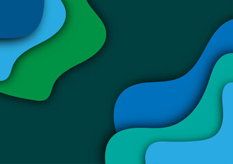 Paper cut of green and blue abstract background, concept design.Vector illustration