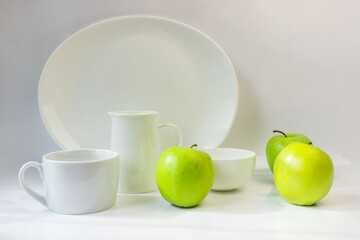 Set of white dishes