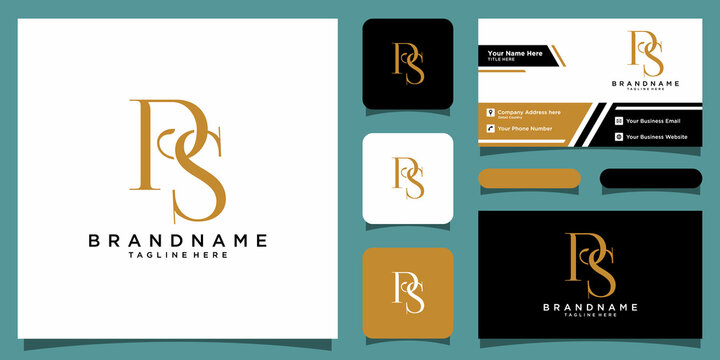 Initial letter PS logo, monogram logo with business card design template