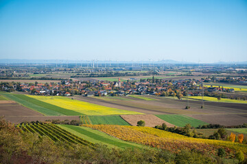 Fototapeta na wymiar Enzersfeld in the Weinviertel region in Lower Austria during autumn.