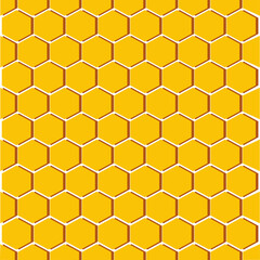 Honeycombs. Abstract geometric ornament. Yellow honeycombs on a white background. Vector illustration.