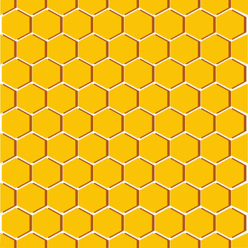 Honeycombs. Abstract geometric ornament. Yellow honeycombs on a white background. Vector illustration.