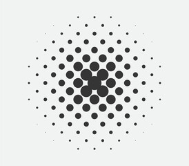 Circle halftone design element. Dots spotted black pattern. Comic style vector blob