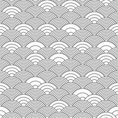 Japanese pattern seamless wave vector background of black and white color.