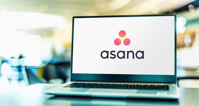 Laptop Computer Displaying Logo Of Asana