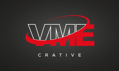 VME creative letters logo with 360 symbol Logo design