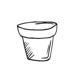 Flowerpot Icon Silhouette Illustration. Garden Pot Plant Vector Graphic Pictogram Symbol Clip Art. Doodle Sketch Black Sign.