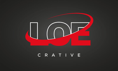 LOE creative letters logo with 360 symbol Logo design