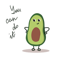 Avocado cartoon illustration. Vector. You can do it