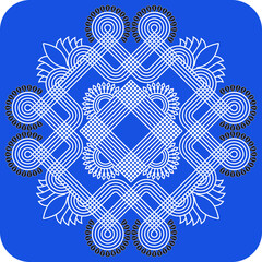 Indian Traditional and Cultural Rangoli, Alpona, Kolam, or Paisley vector line art. Bengal art India. for textile printing, logo, wallpaper