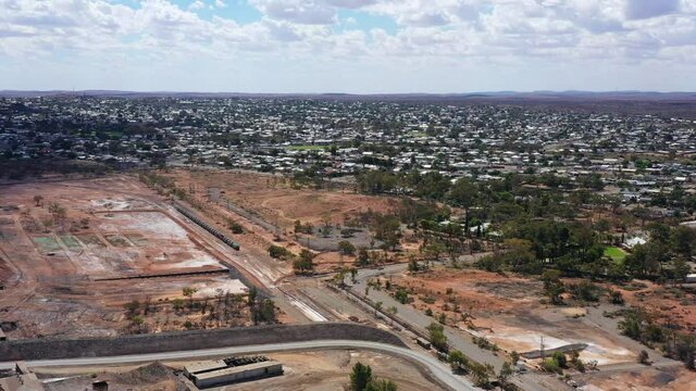 Operating open pit mining plant in Broken Hills city of outback Australia 4k.
