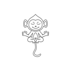 Meditation yoga chill relaxing monkey medical line design logo