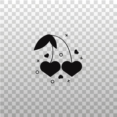 Two cherry heart glyph icon