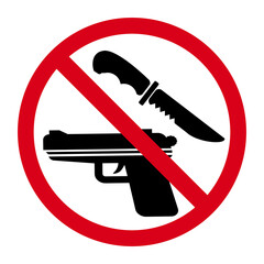No weapons sign, security vector icon isolated on a white background