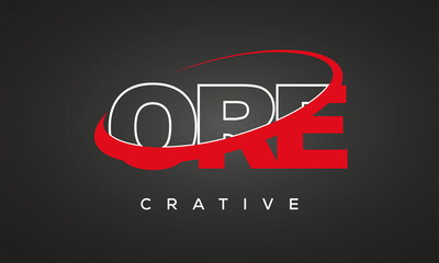 Fototapeta na wymiar ORE creative letters logo with 360 symbol Logo design