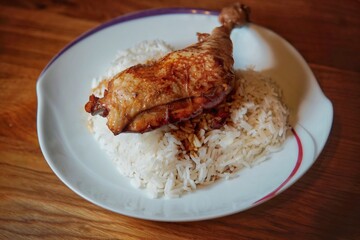 Adobo chicken traditional filipino dish on a plate