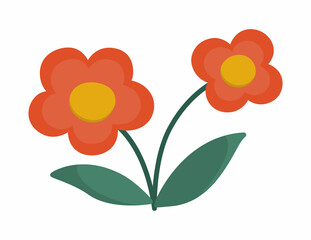 Vector simple flower icon. First blooming plant illustration. Floral clipart. Cute flat summer bloom isolated on white background..