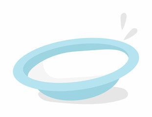 Vector blue bowl with milk isolated on white background. Flat dish illustration with diary drink. Cute plate picture