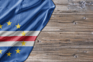 Wooden pattern old nature table board with Cape Verde flag