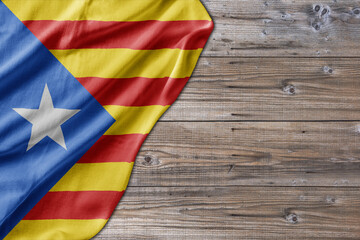 Wooden pattern old nature table board with Catalonia flag