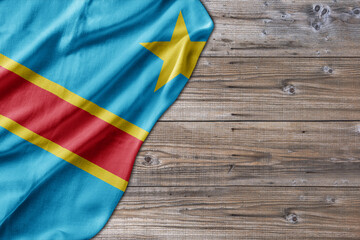 Wooden pattern old nature table board with Congo flag - 482154161