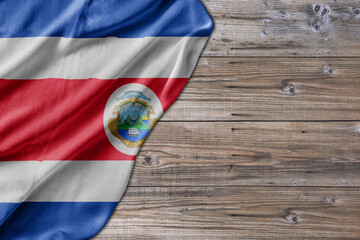 Wooden pattern old nature table board with Costa Rica flag - 482154163