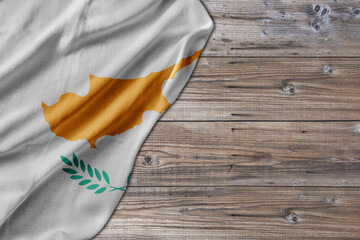Wooden pattern old nature table board with Cyprus flag
