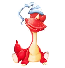 Foto op Plexiglas  Illustration of a Cute Cartoon Character Little Dragon for you Design © liusa