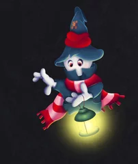 Gordijnen Cute halloween Ghost cartoon illustration © liusa